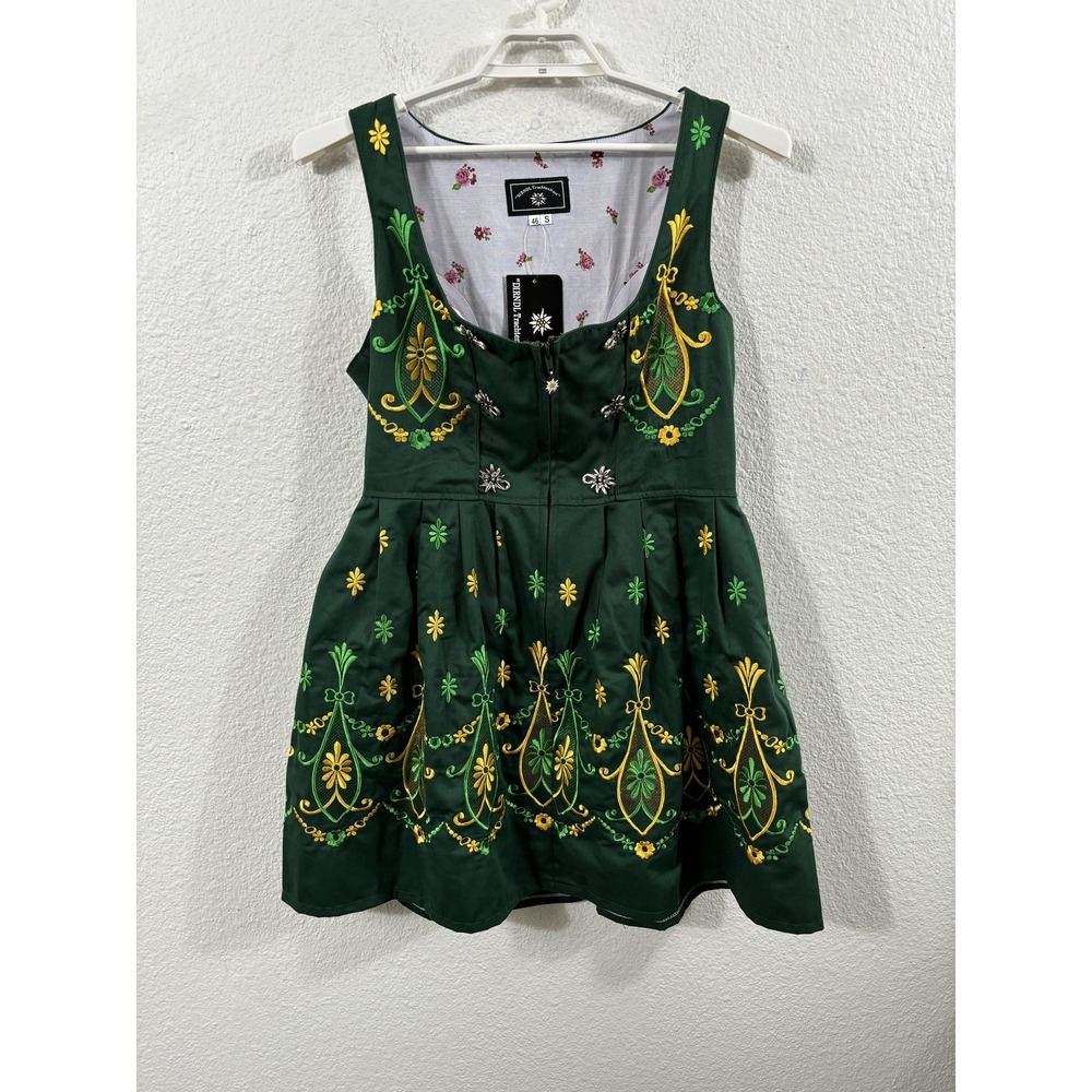 Dirndl Trachten Haus Dress Womens Large Green Embroidered Oktoberfest Bavarian